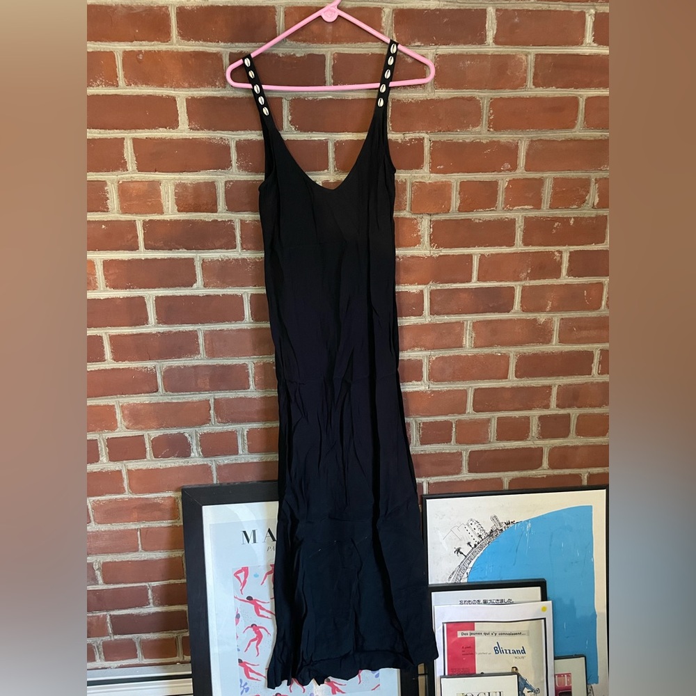 Staud long black dress, shell detail